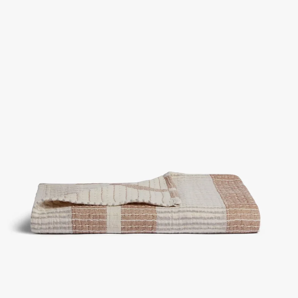Beachcomber Stripe Throw, Parchment and Pecan