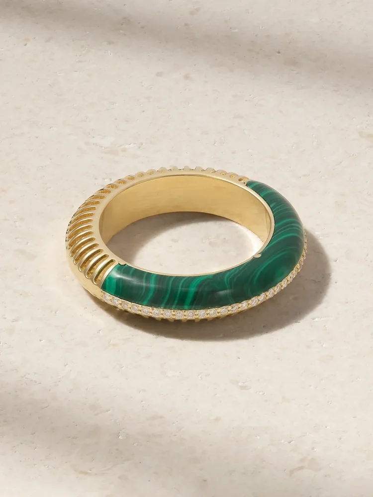 Bombay Ray 18-karat gold, malachite and diamond ring