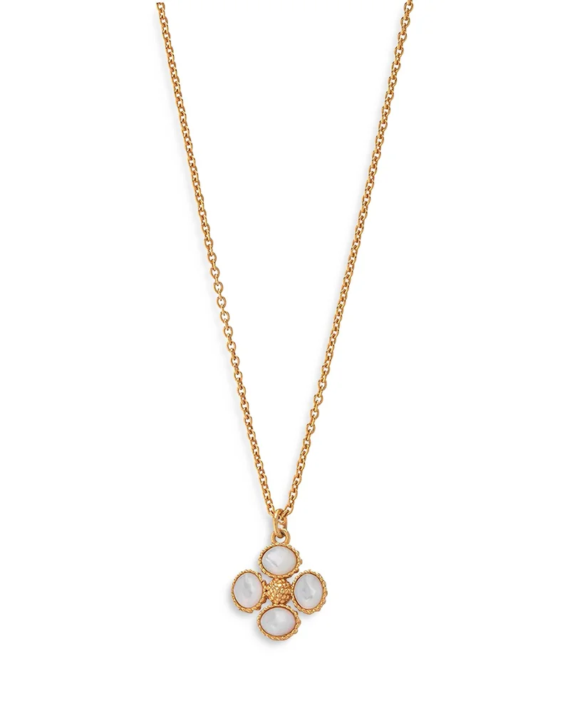 Berry Clover Mother of Pearl Double Sided Charm Necklace, 16"