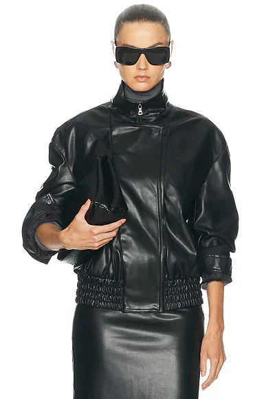 Oversized Leather Bomber Jacket