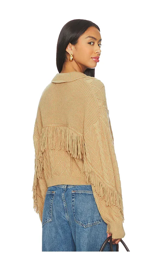 Elyse Cabled Fringe Sweater Cardigan