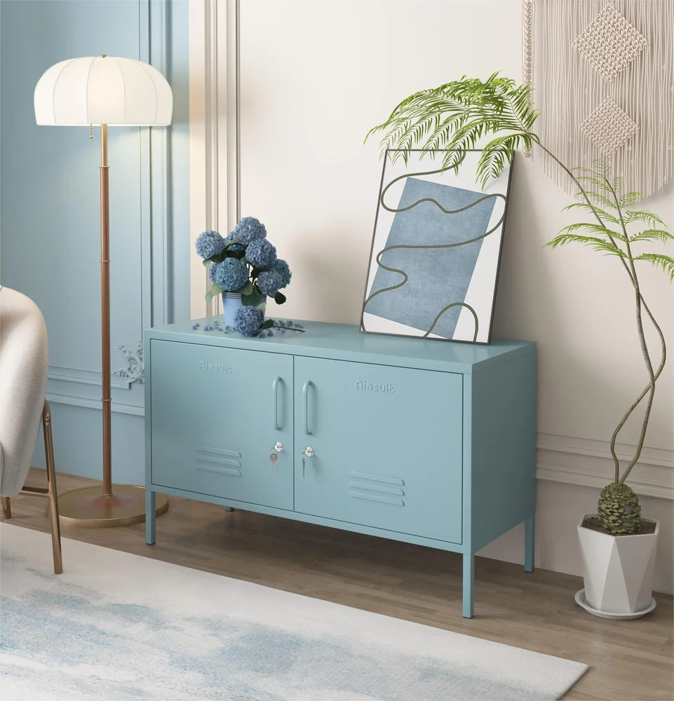 Venka Wide Metal TV Stand Storage Cabinet