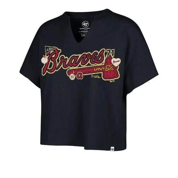 Stoney Clover Lane X '47 Atlanta Braves Patch Wordmark Oversized Notch Neck Tee