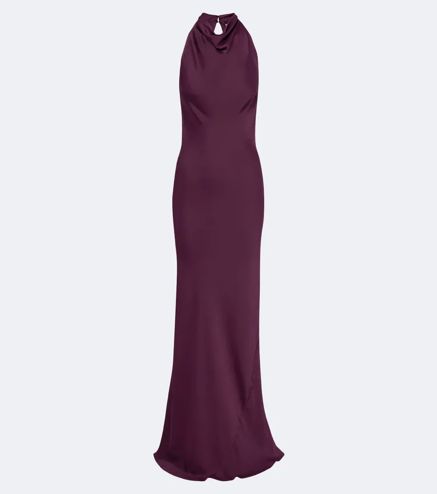 Draped satin cocktail dress