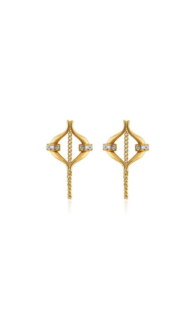 Eboris Chain Link 18K Yellow Gold Diamond Earrings