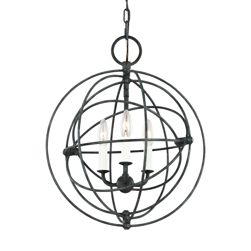 3-Light Weathered Galvanized Sphere Pendant