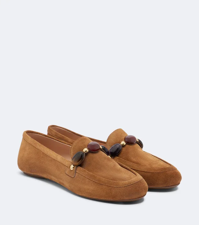 Embellished suede loafers