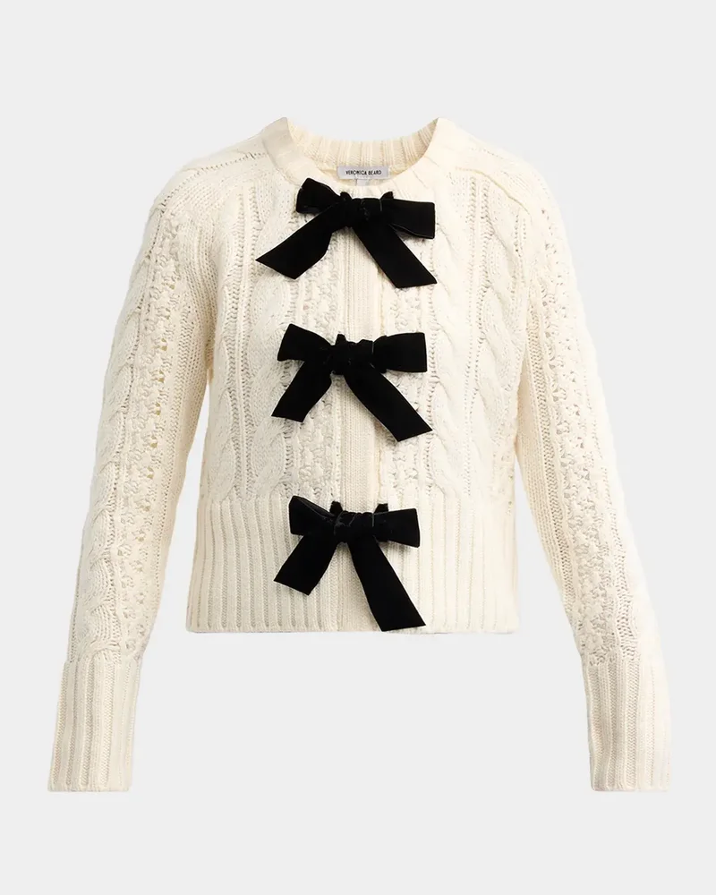 Christina Cable-Knit Bow Cardigan