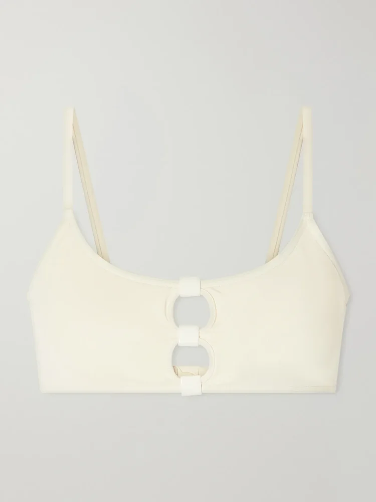 Bloom embellished cutout bikini top