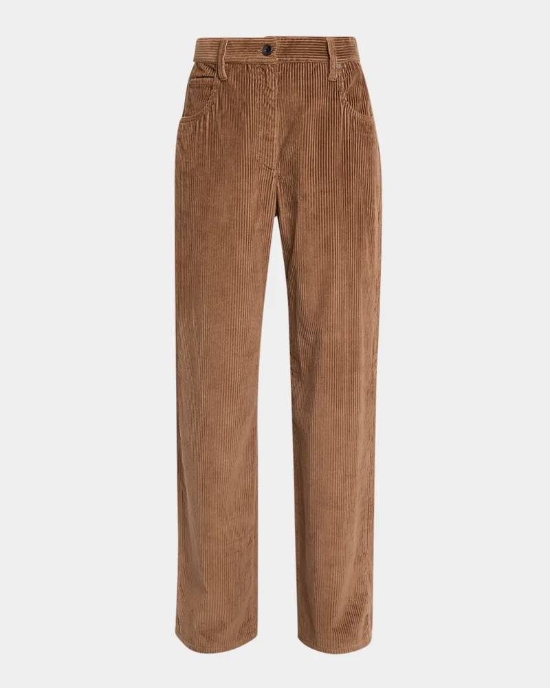Cotton Corduroy Straight-Leg Pants