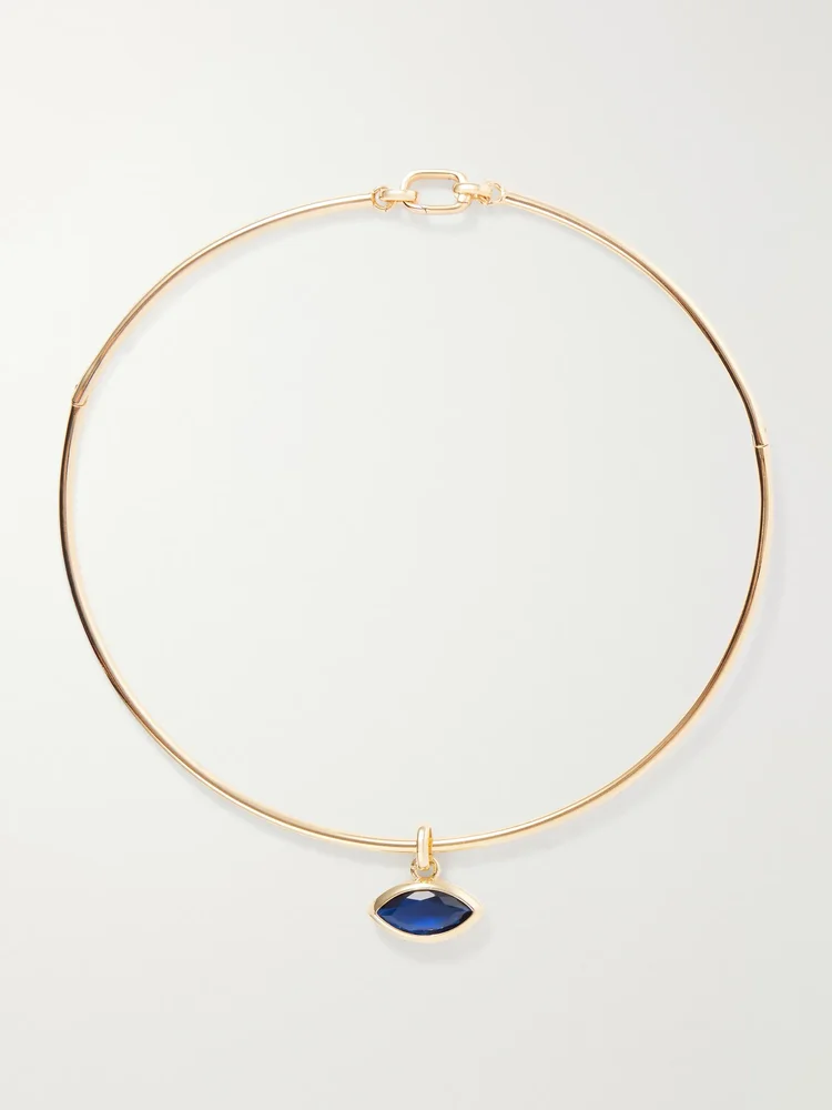 Protection gold-toned sapphire necklace