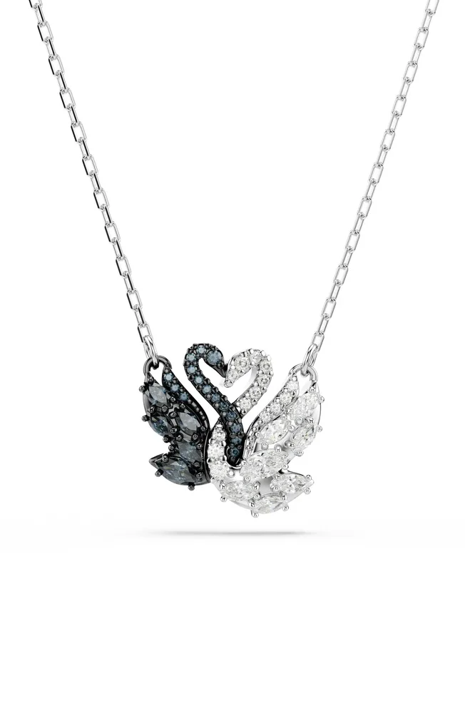 Two-Tone Swan Pendant Necklace