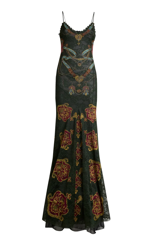 Printed Lace Maxi Dress
