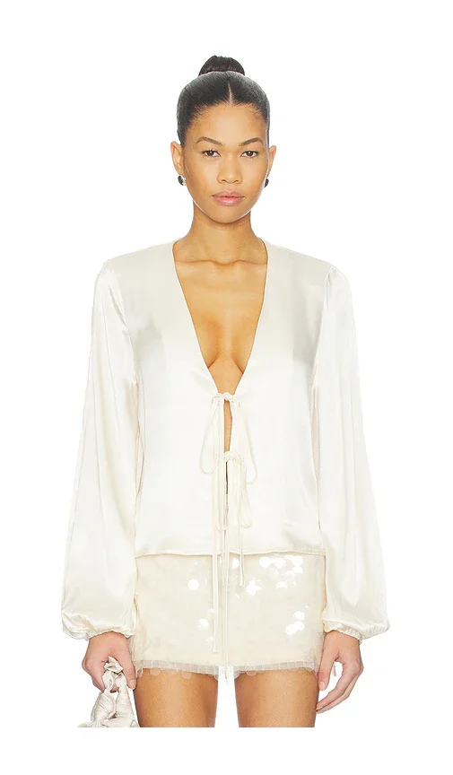 Lucille Tie Front Long Sleeve Top SNDYS
