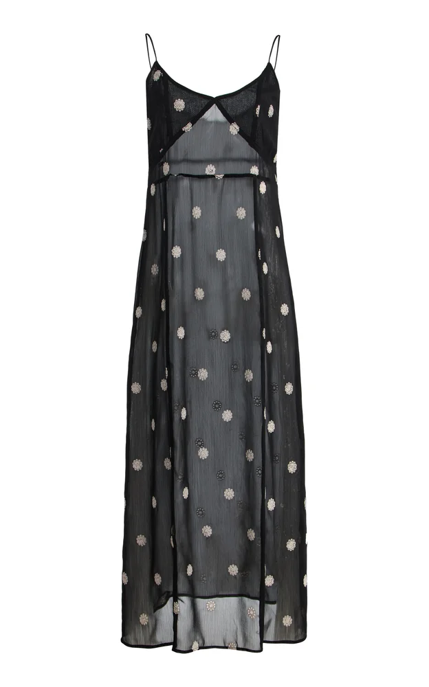 Elle Embroidered Chiffon Maxi Dress