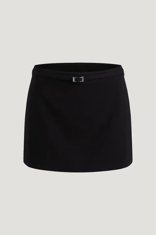 Mid Rise Belted Mini Skort