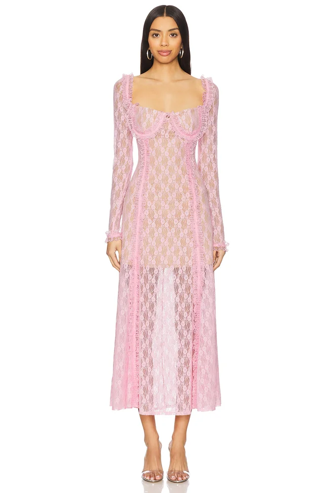 x Christopher Kane Lace Ruffle Midi Dress