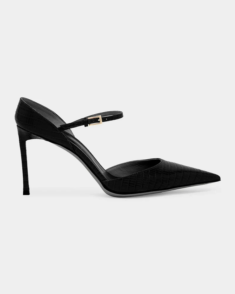 Tejus 85mm Croc-Embossed Leather Mary Jane Pumps