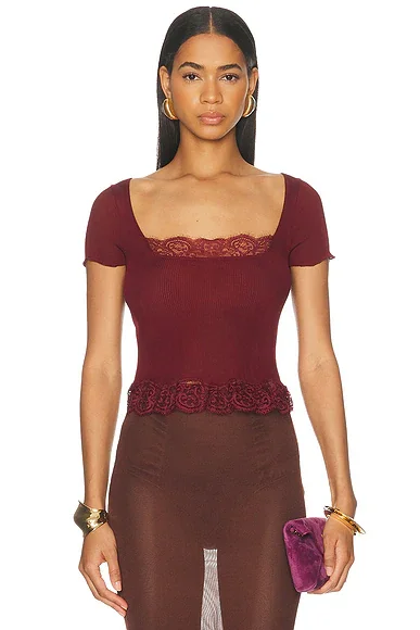 Ribbed Lacy Top