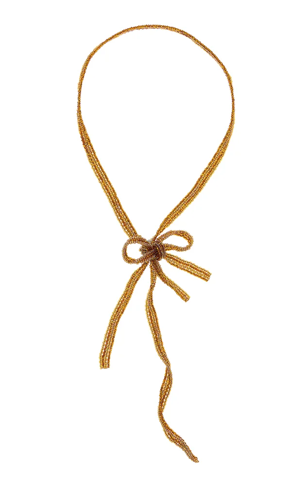 Bow Bolo Glass Bead Necklace