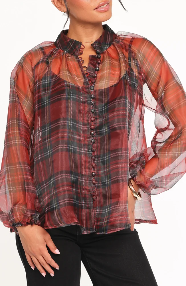 Marni Plaid Organza Button-Up Shirt