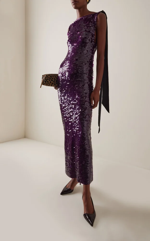 Sequined Tea-Length Dress