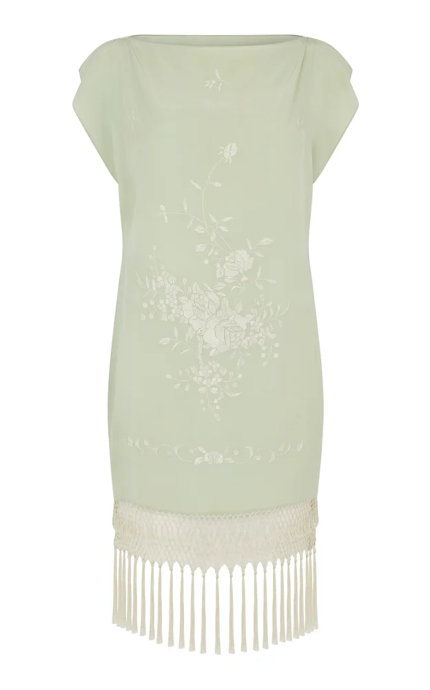 Silk Piano Shawl Mini Shift Dress