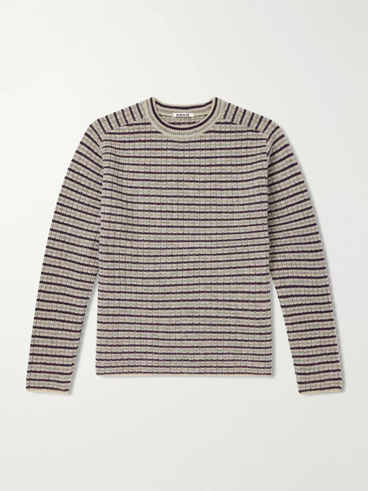 Striped Ribbed Wool and Cashmere-Blend Sweater