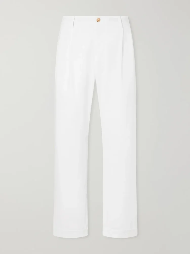 Marinaio Straight-Leg Pleated Cotton-Twill Trousers