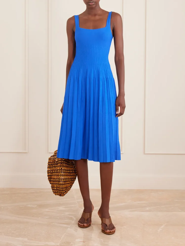 Ellison pleated knitted stretch-jersey midi dress