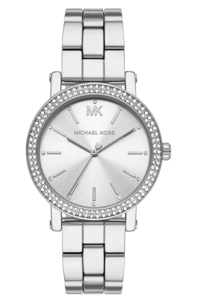 Corey 3-Hand Quartz CZ Pavé Bracelet Watch, 38mm