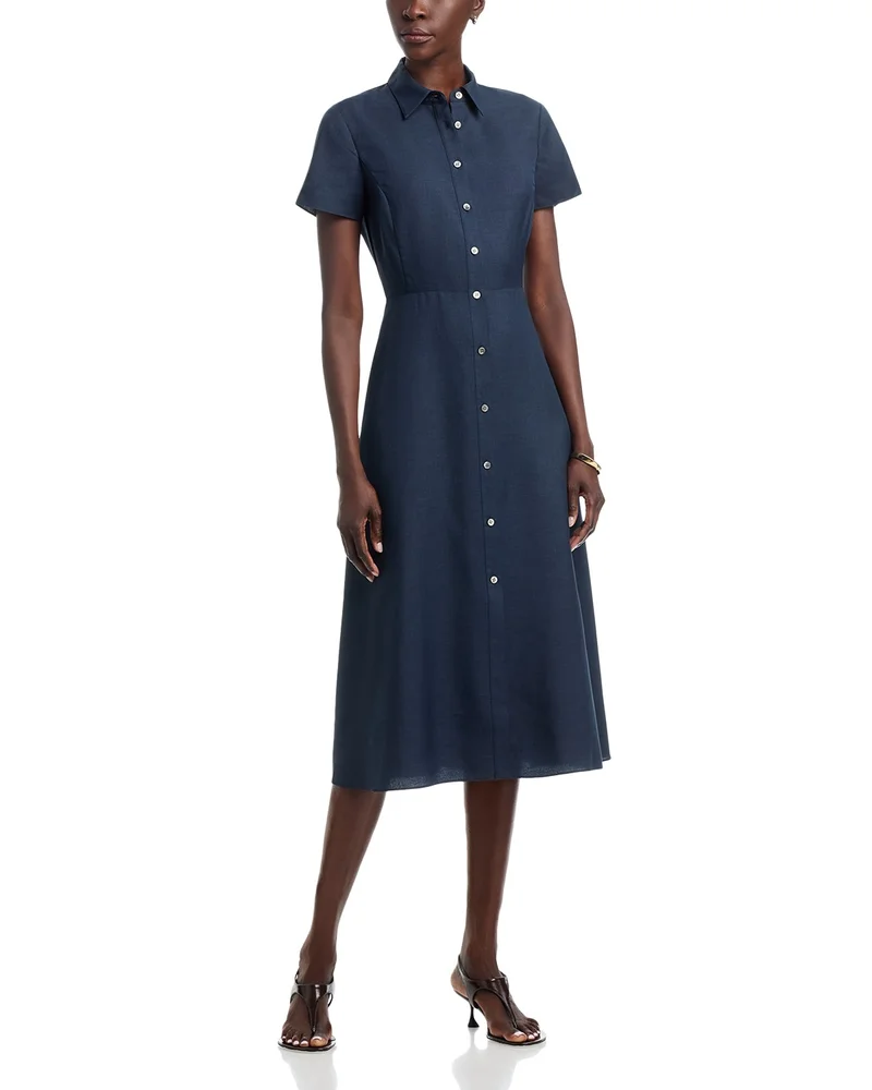 Short Sleeve Button Down Midi Dress