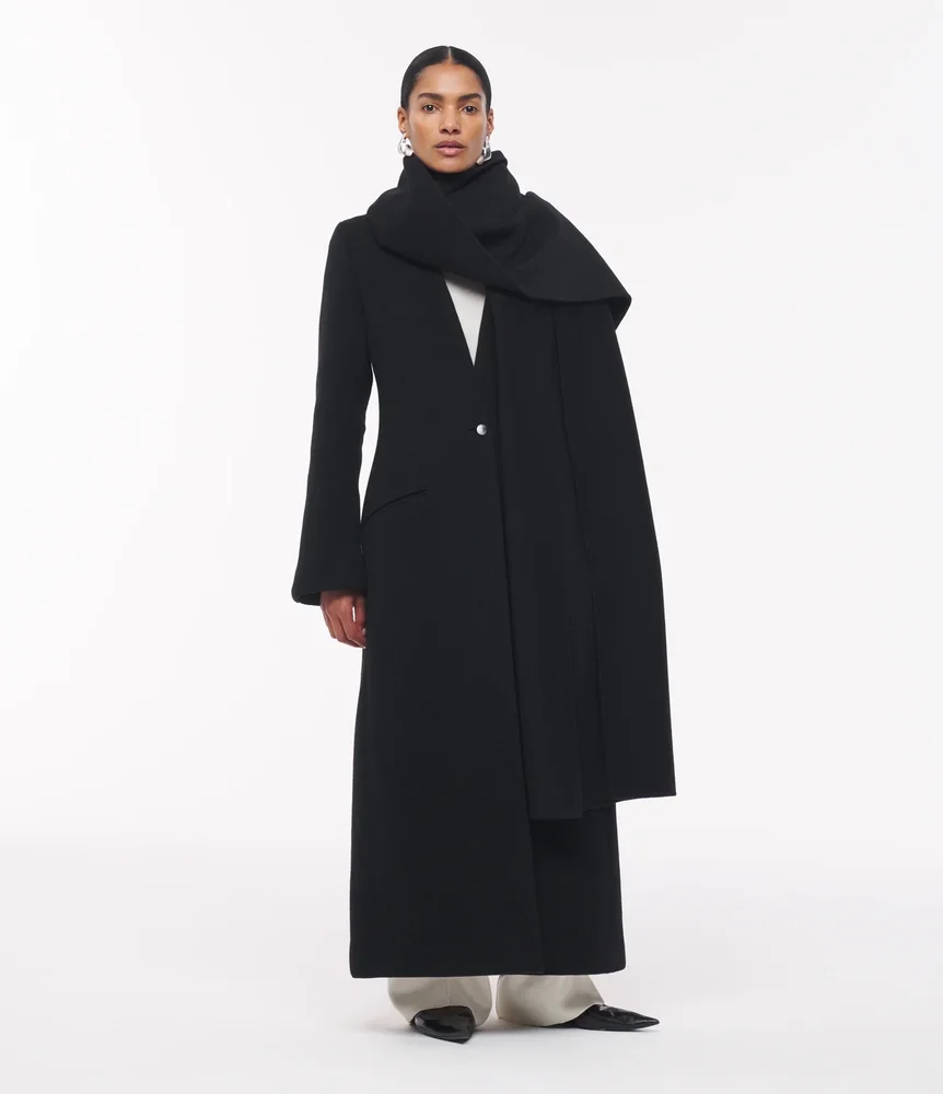 Cashmere Deep V Scarf Coat - Resale
