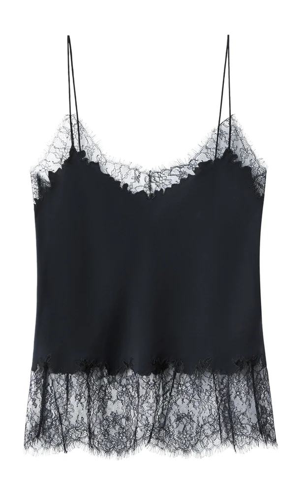 Lace-Trimmed Silk Camisole