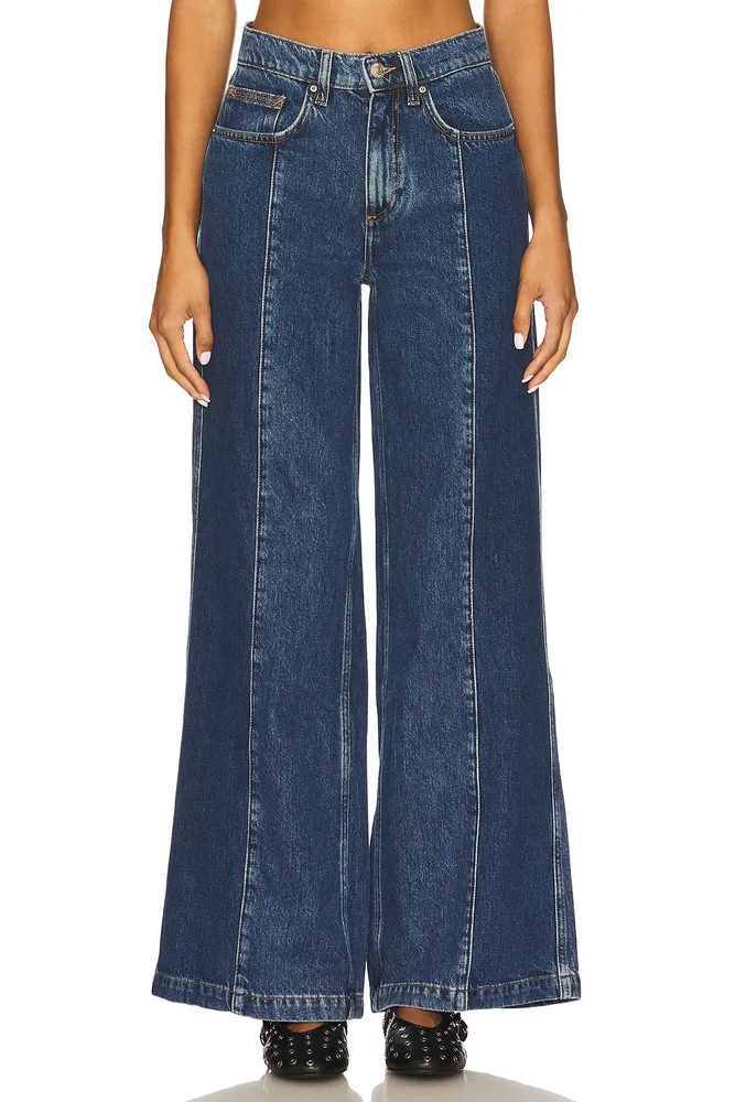 Two Tone Bay Wide Leg Jeans