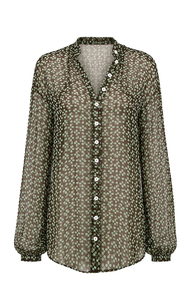 Tethered Semi-Sheer Button Up Shirt