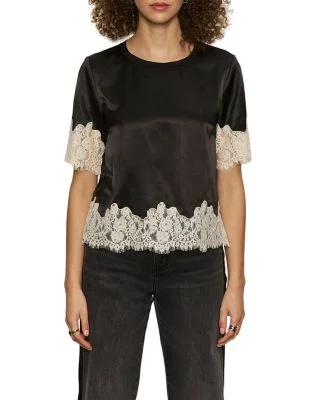Blayne Asymmetric V-Neck Satin Top