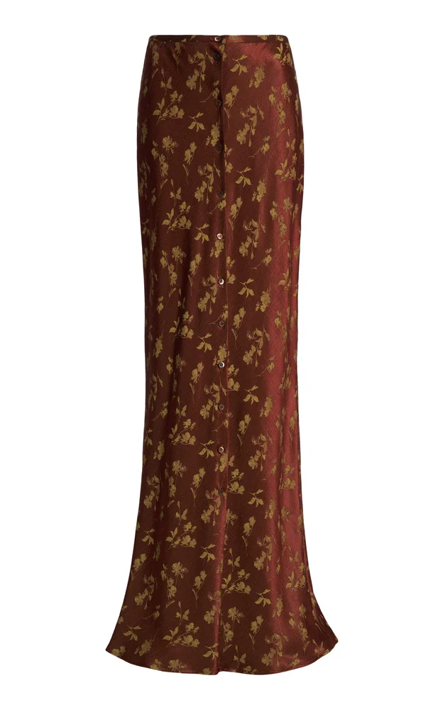 Serylo Printed Satin Maxi Skirt