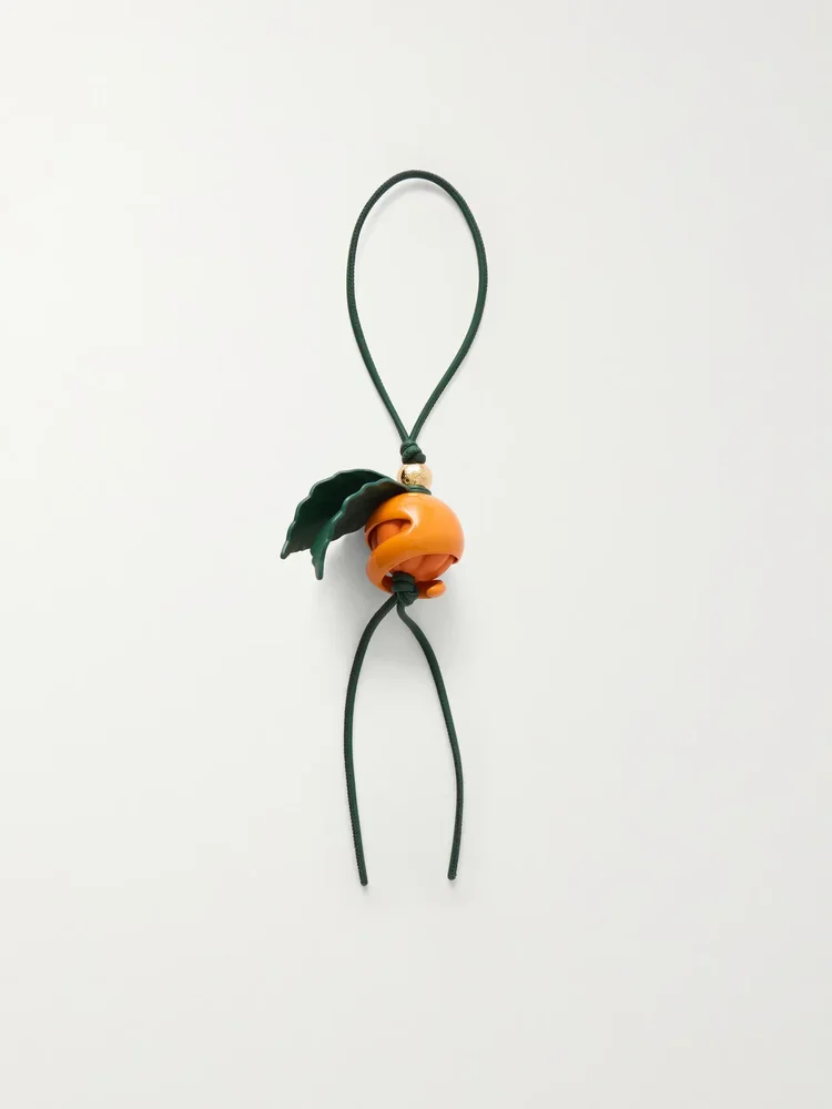 Peeling Orange gold-tone leather charm