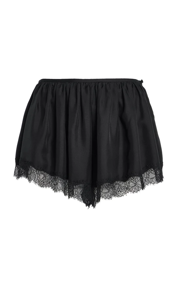 Georgina Lace-Trimmed Silk Mini Shorts