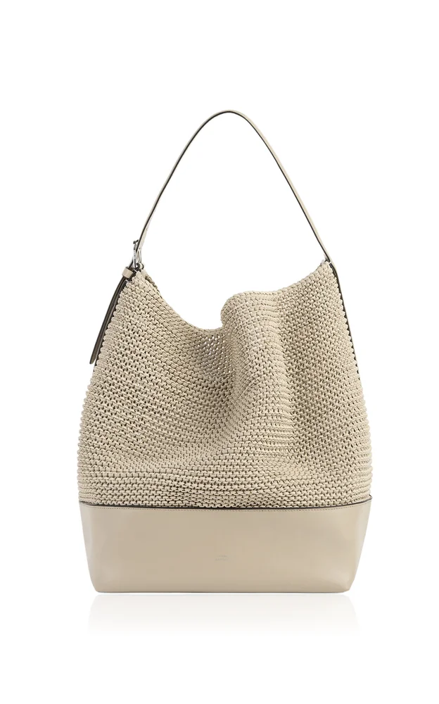 Belted Woven-Leather Tote Bag