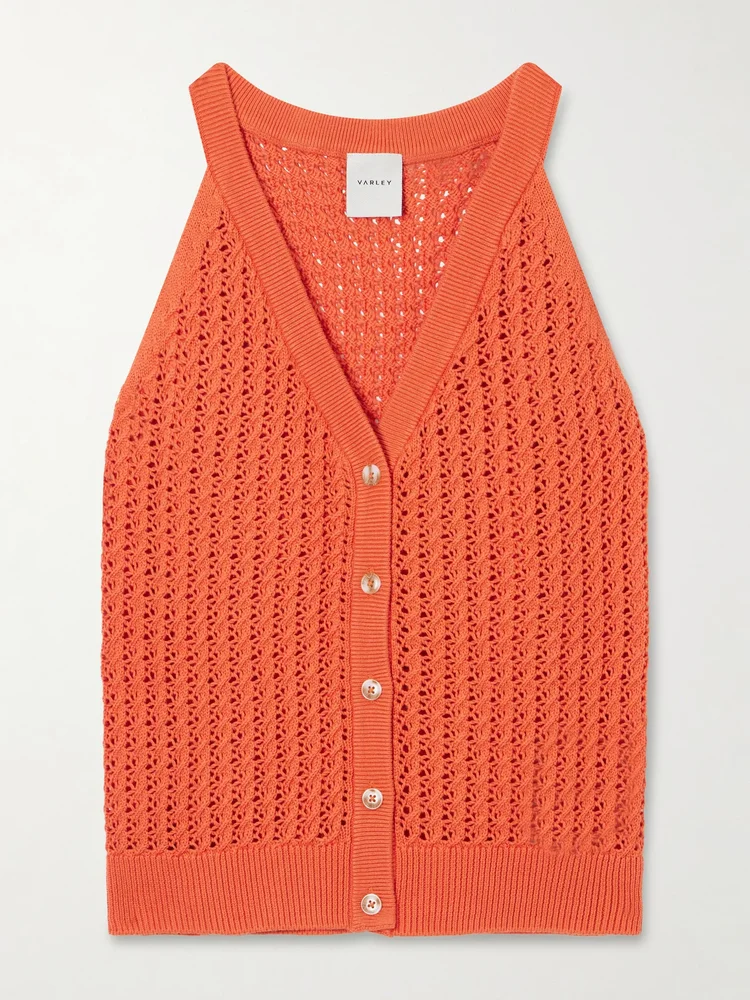 Alessia crochet-knit cotton top