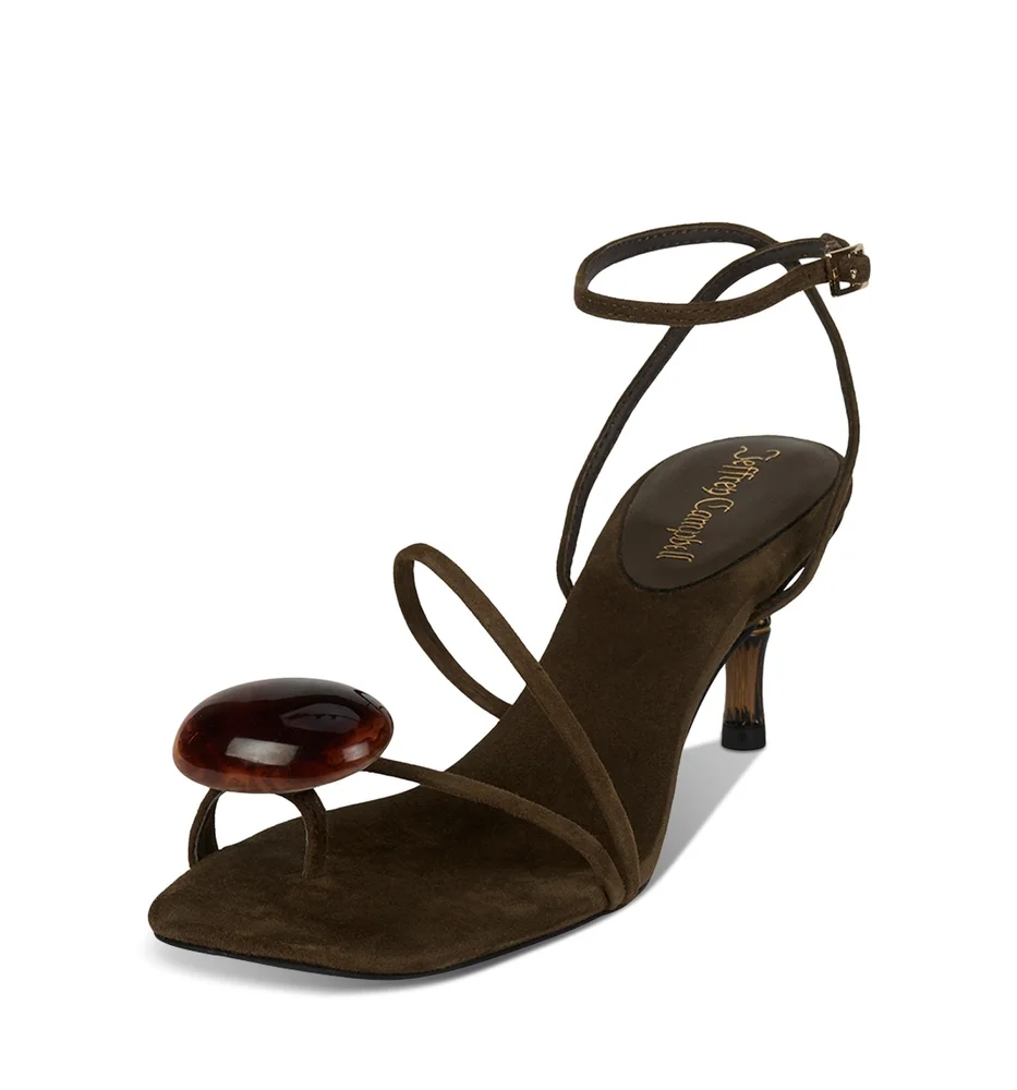 Carnelian Suede Ankle Strap Sandals