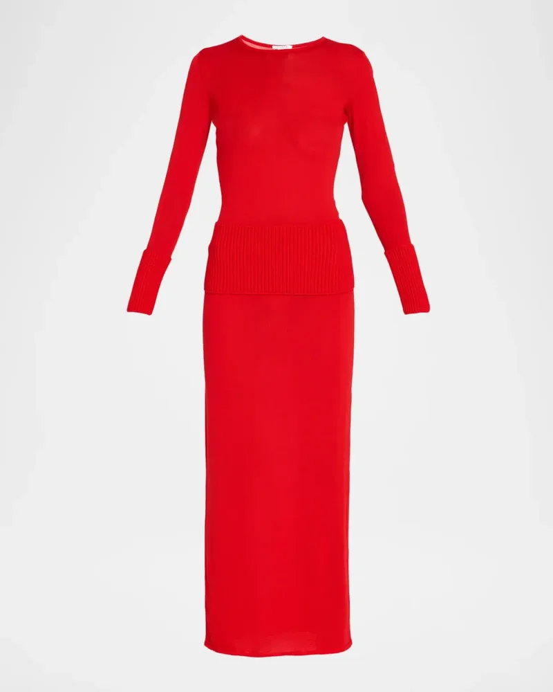 Merino Wool Long-Sleeve Bodycon Maxi Dress