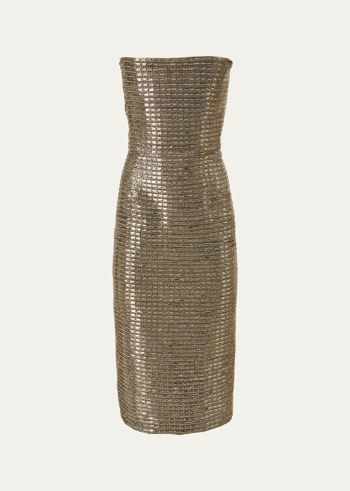 Strapless Embellished Midi Dress
