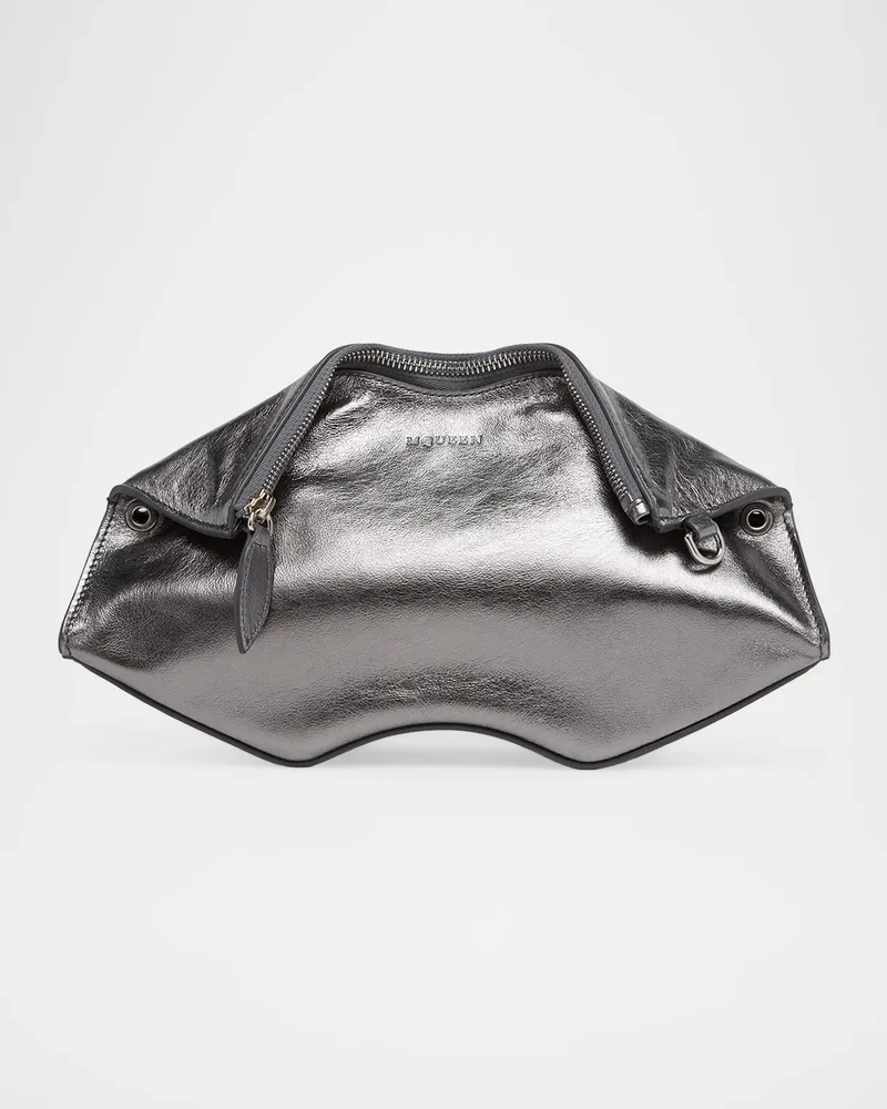 Manta Sculptural Metallic Leather Clutch Bag