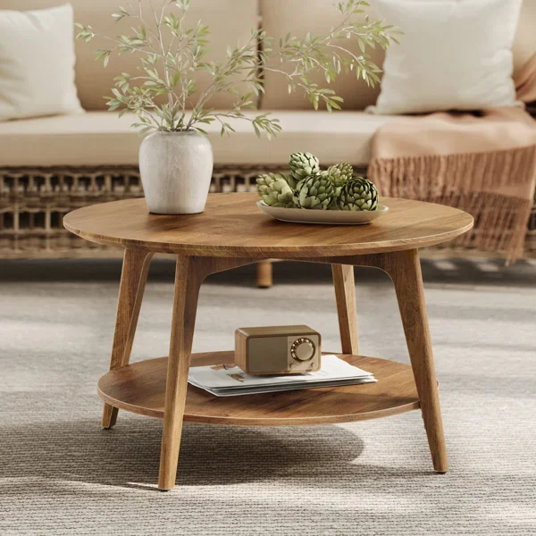 Maklena Coffee Table With 2-Tier Storage Shelves