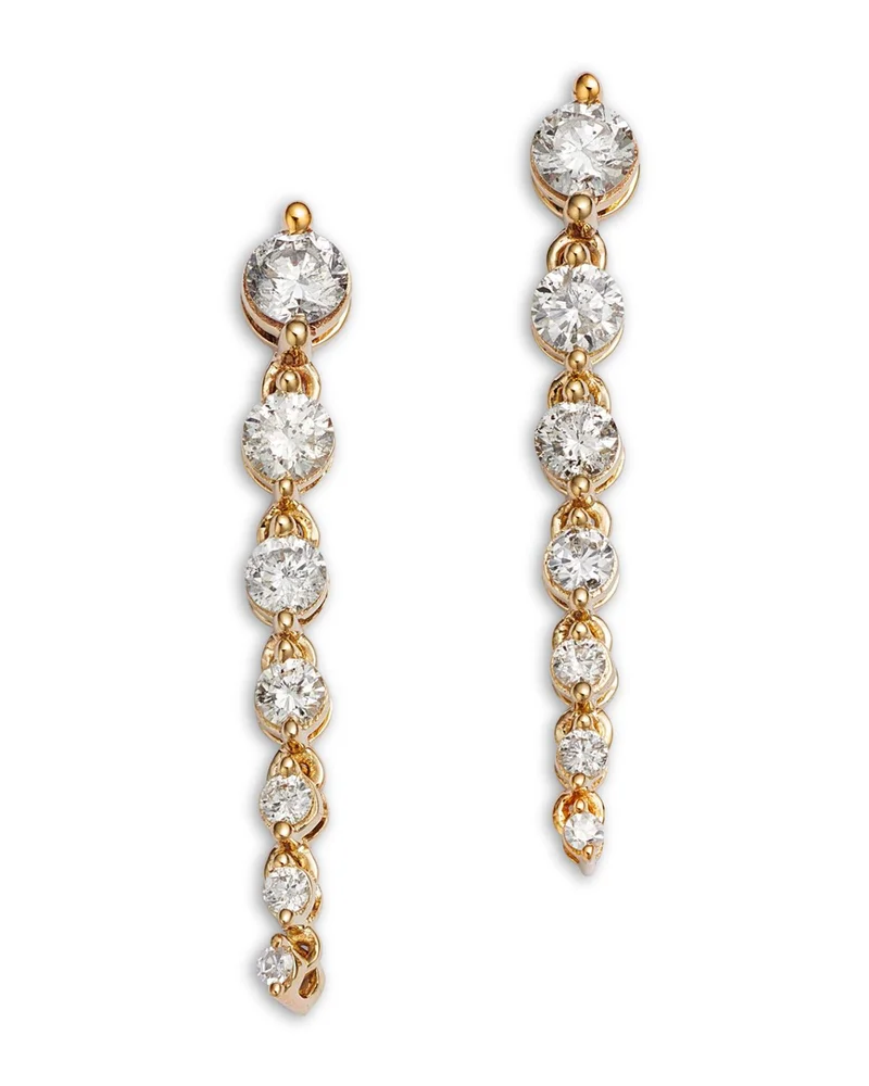 Diamond Graduated Linear Drop Earrings in 14K Yellow Gold, 0.5 tcw