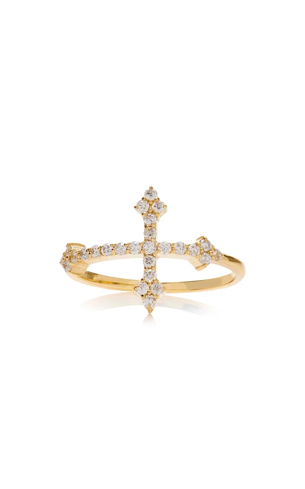 Cross Your Fingers 14K Yellow Gold Diamond Ring