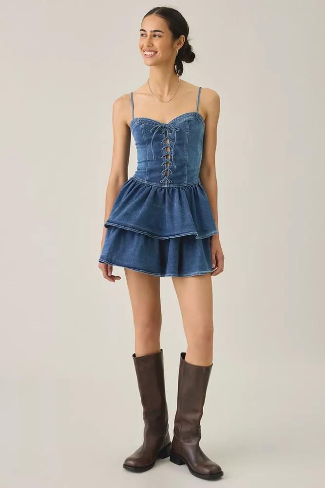 Sweet Talker Denim Corset Mini Dress
